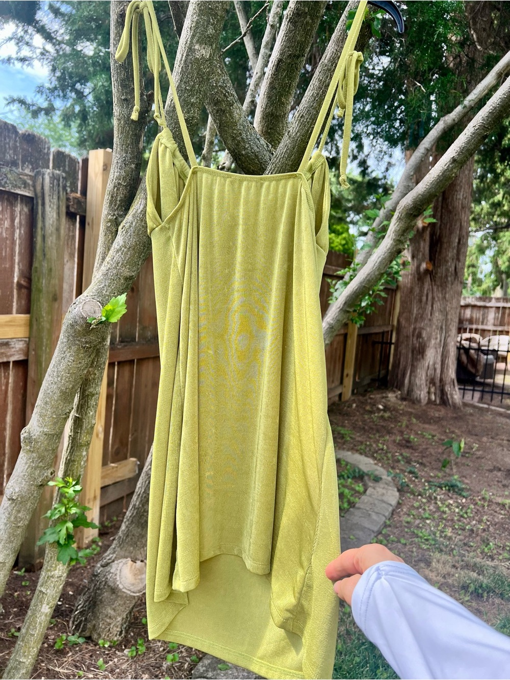 NWOT Kendall Kylie Tube Green Chic Peasant Summer Mini Dress S Tie Shoulder y2k - Picture 10 of 11